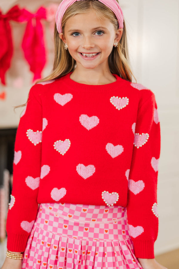 Girls: Spread The Love Red Hearts Sweater