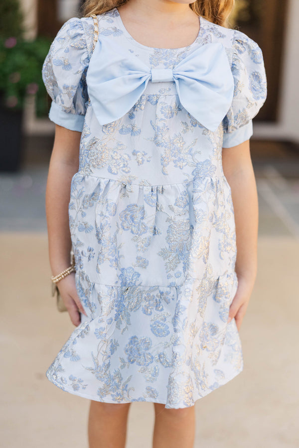 Girls: The Nice List Blue Brocade Babydoll Dress