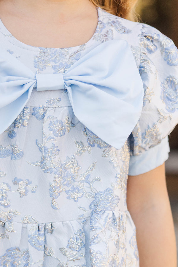 Girls: The Nice List Blue Brocade Babydoll Dress
