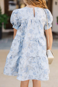 Girls: The Nice List Blue Brocade Babydoll Dress