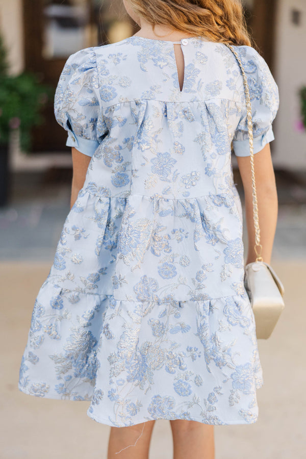 Girls: The Nice List Blue Brocade Babydoll Dress