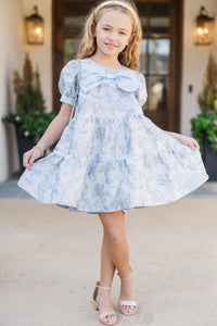 Girls: The Nice List Blue Brocade Babydoll Dress