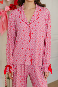 Cozy Moments Pink Gingham Pajama Set