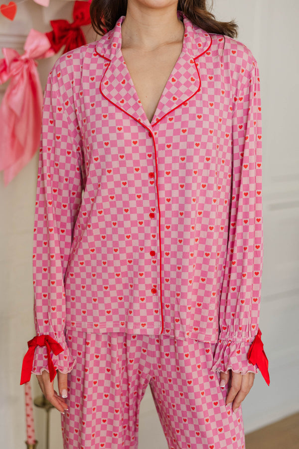 Cozy Moments Pink Gingham Pajama Set
