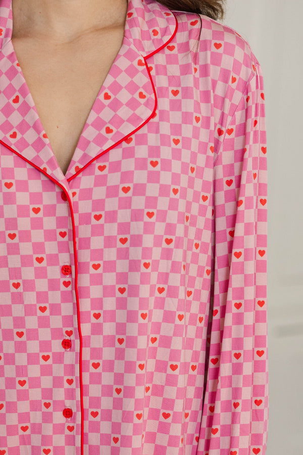 Cozy Moments Pink Gingham Pajama Set