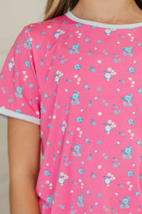 Girls: All Snuggled Up Pink Ditsy Floral Lounge Set