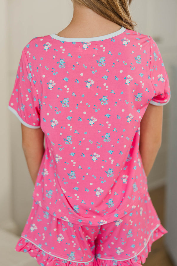 Girls: All Snuggled Up Pink Ditsy Floral Lounge Set