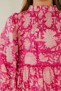 Girls: The Mariana Pink Chintz Babydoll Dress