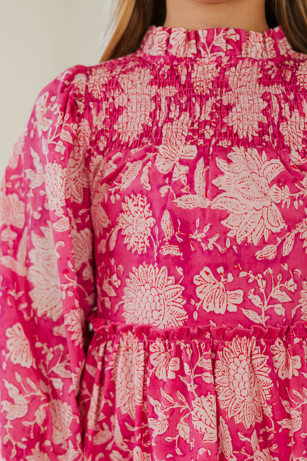 Girls: The Mariana Pink Chintz Babydoll Dress