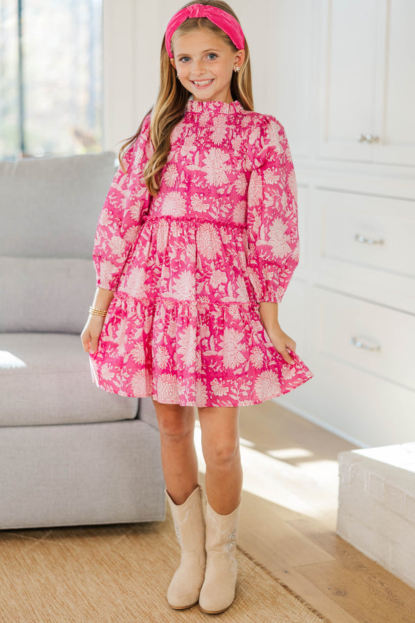 Girls: The Mariana Pink Chintz Babydoll Dress