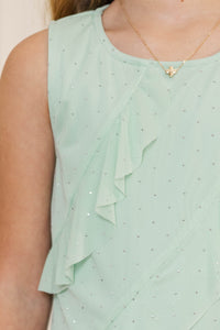 Girls: Looking So Luxe Green Rhinestone Dress