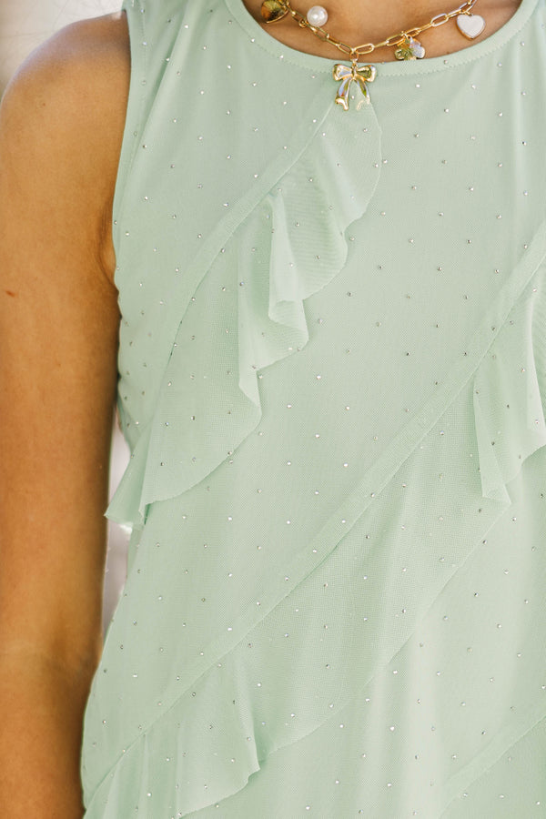 Girls: Looking So Luxe Green Rhinestone Dress