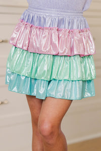 Girls: The Magic Touch Multicolored Holographic Ruffle Skort