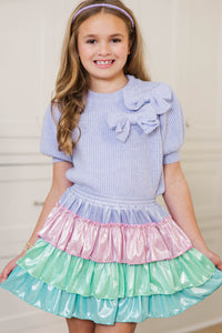 Girls: The Magic Touch Multicolored Holographic Ruffle Skort