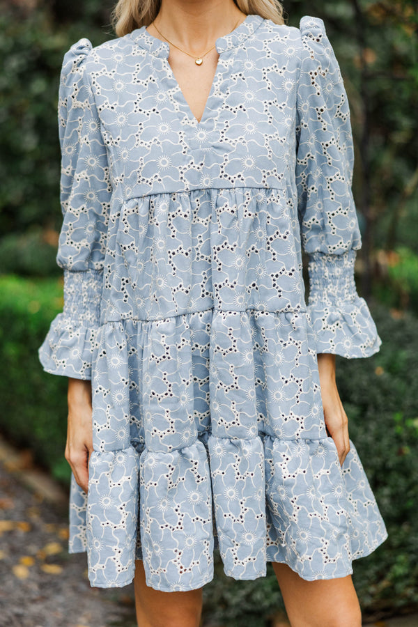 In Your Happy Place Light Blue Babydoll Dress