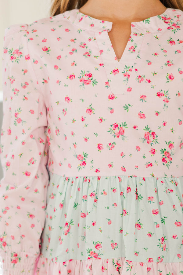 Girls: Make It Happen Pink Floral Print Dress