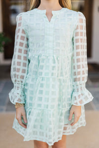 Girls: In Your Happy Place Mint Green Textured Dress