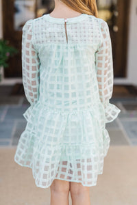Girls: In Your Happy Place Mint Green Textured Dress