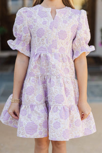 Girls: A Lovely Day Lavender Brocade Babydoll Dress