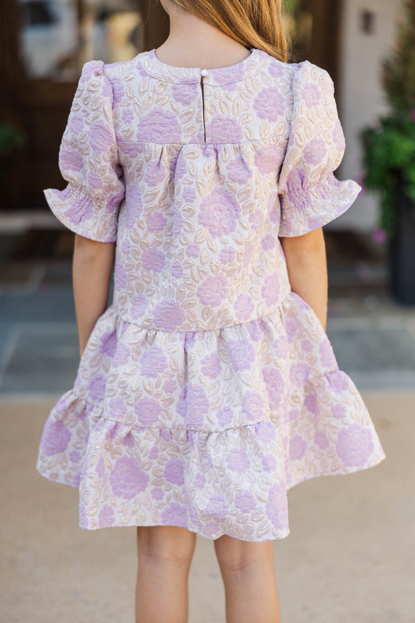 Girls: A Lovely Day Lavender Brocade Babydoll Dress