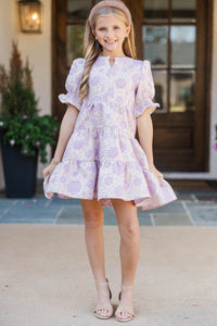 Girls: A Lovely Day Lavender Brocade Babydoll Dress