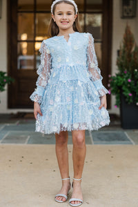 Girls: In Your Happy Place Light Blue Tulle Dress