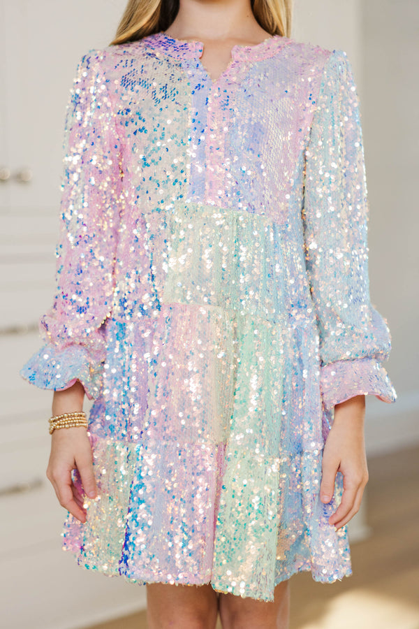 Girls: The Fun Is Here Rainbow Sequin Dress