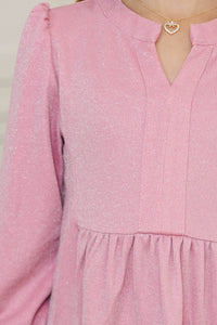 Girls: In Your Happy Place Pink Shimmer Dress