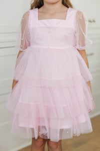 Girls: PREORDER: The Scarlett Pink Pearl Embellished Dress