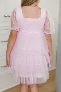 Girls: PREORDER: The Scarlett Pink Pearl Embellished Dress