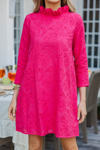This Is It Fuchsia Eyelet Swing Dress
