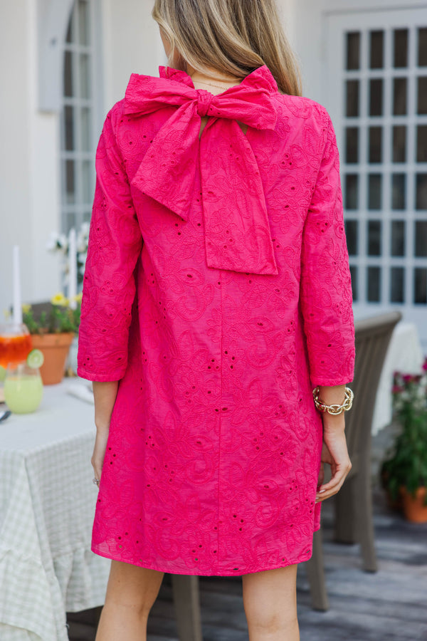 This Is It Fuchsia Eyelet Swing Dress