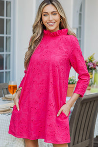 This Is It Fuchsia Eyelet Swing Dress