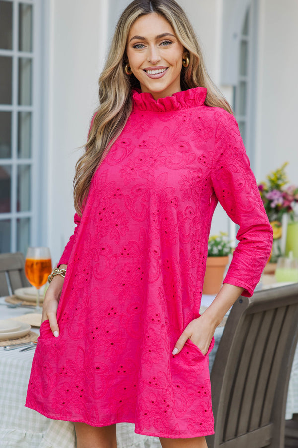 This Is It Fuchsia Eyelet Swing Dress