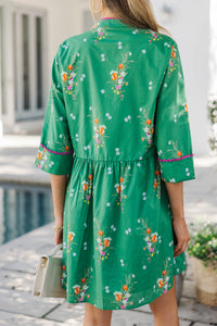 Always The One Kelly Green Floral Shift Dress