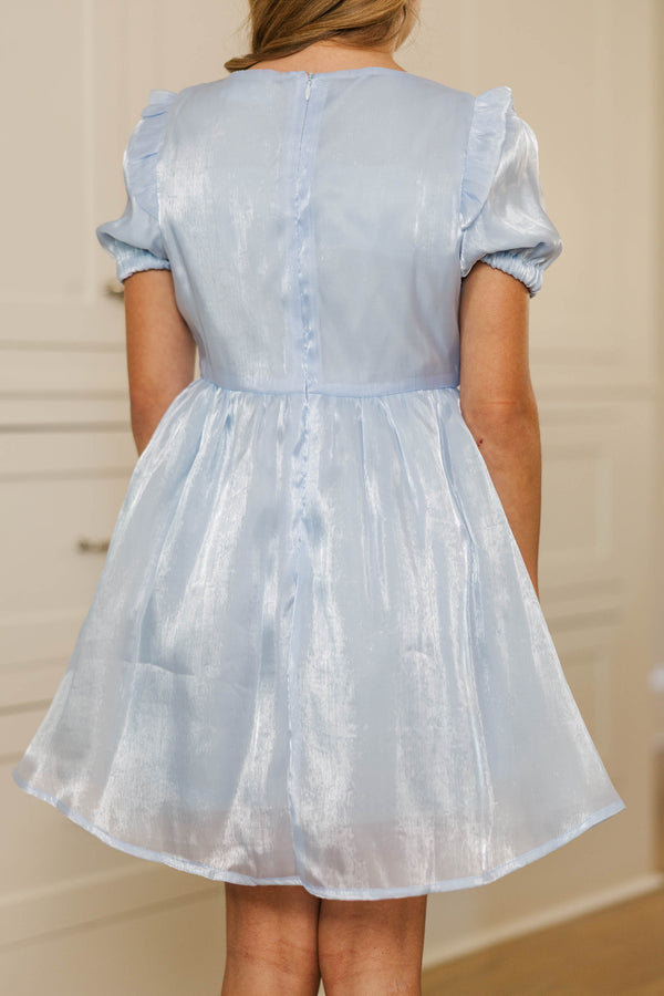 Girls: The Eloise Bow Light Blue Embellished Dress