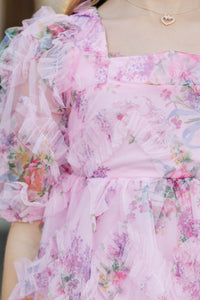Girls: PREORDER: The Scarlett Pink Ditsy Floral Tulle Dress