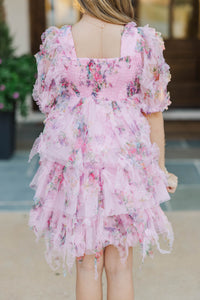 Girls: PREORDER: The Scarlett Pink Ditsy Floral Tulle Dress
