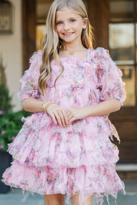 Girls: PREORDER: The Scarlett Pink Ditsy Floral Tulle Dress