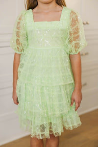 Girls: The Scarlett Green Sequin Tulle Dress