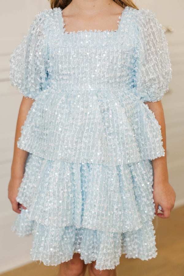 Girls: PREORDER: The Scarlett Light Blue Sequin Dress