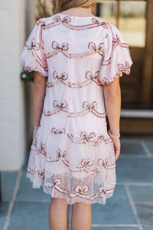 Girls: Much To Love Pink Sequin Bow Dress