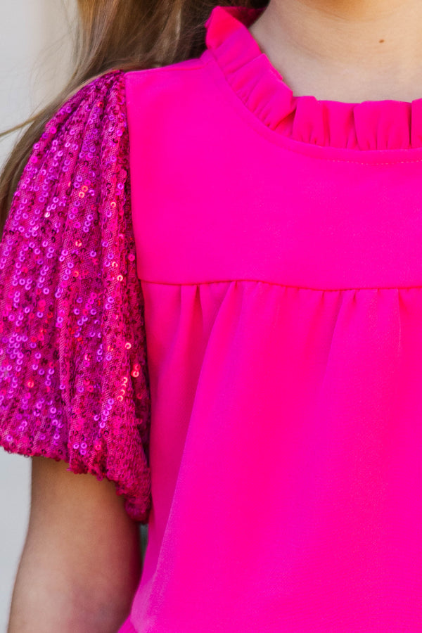 Girls: The Miranda Fuchsia Pink Sequin Dress