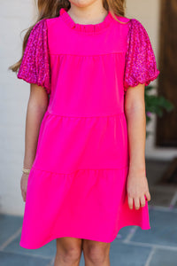 Girls: The Miranda Fuchsia Pink Sequin Dress