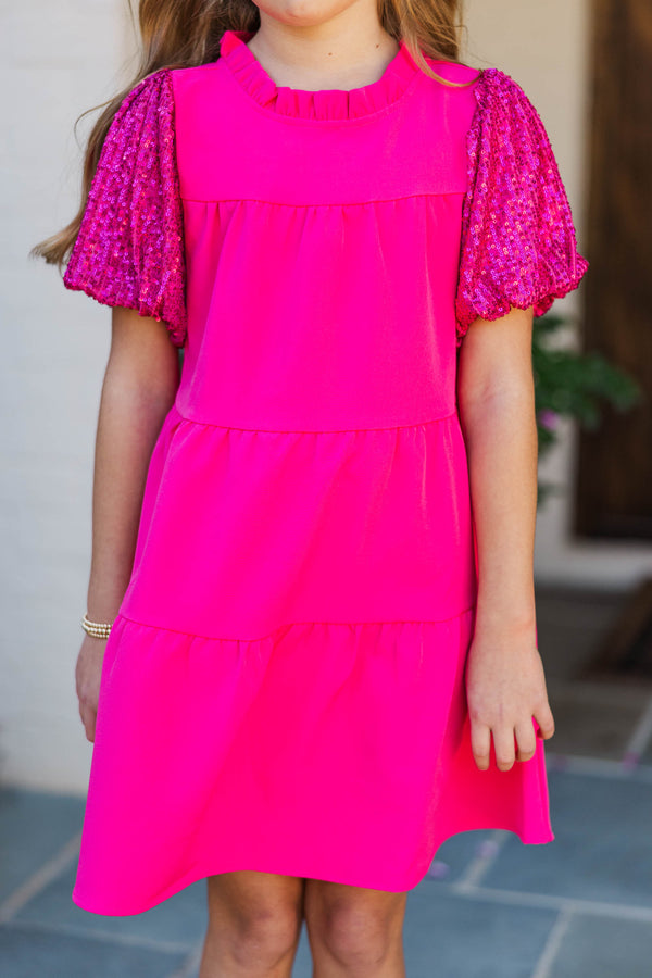 Girls: The Miranda Fuchsia Pink Sequin Dress