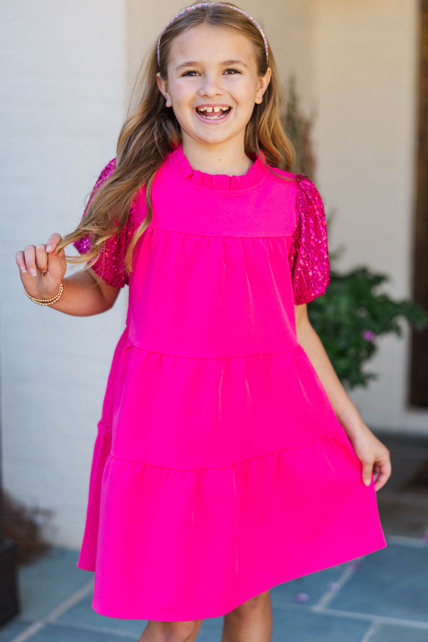 Girls: The Miranda Fuchsia Pink Sequin Dress