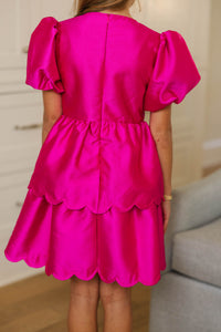 Girls: Bring Out The Luxe Fuchsia Taffeta Babydoll Dress