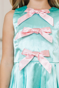 Girls: PREORDER: Dancing Queen Aqua Blue Bow Dress