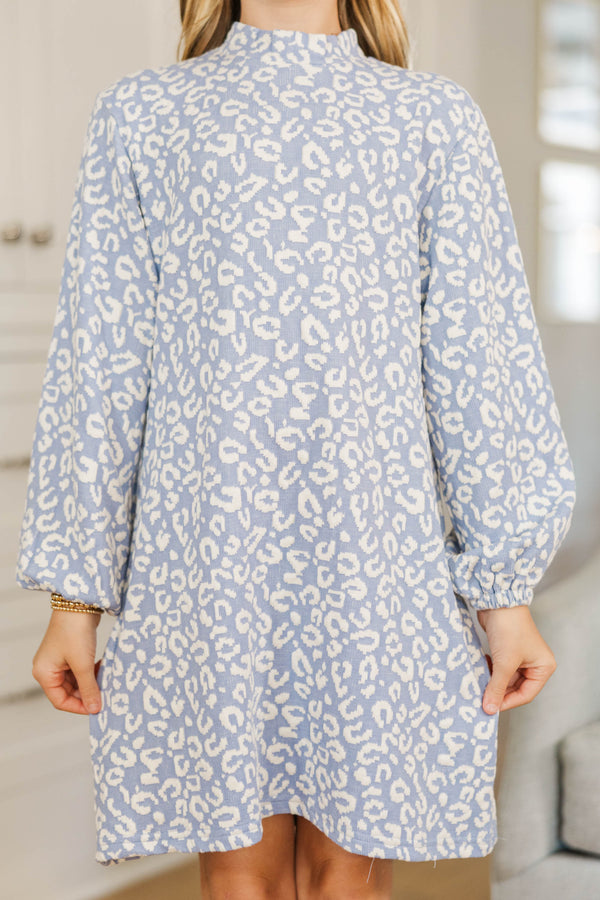 Girls: What You've Been Looking For Blue Leopard Quilted Dress