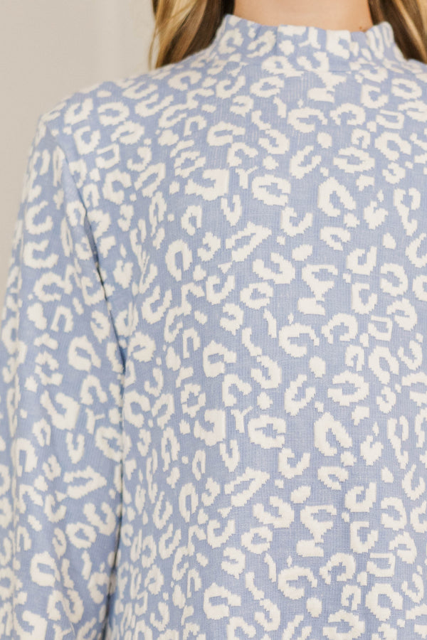 Girls: What You've Been Looking For Blue Leopard Quilted Dress